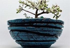 Tegla za cvijeće Mini Arizona ukrasna unikatna plava sa biljkom