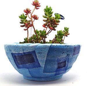 Mini Arizona tegla za cvijeće plave boje dekorirana